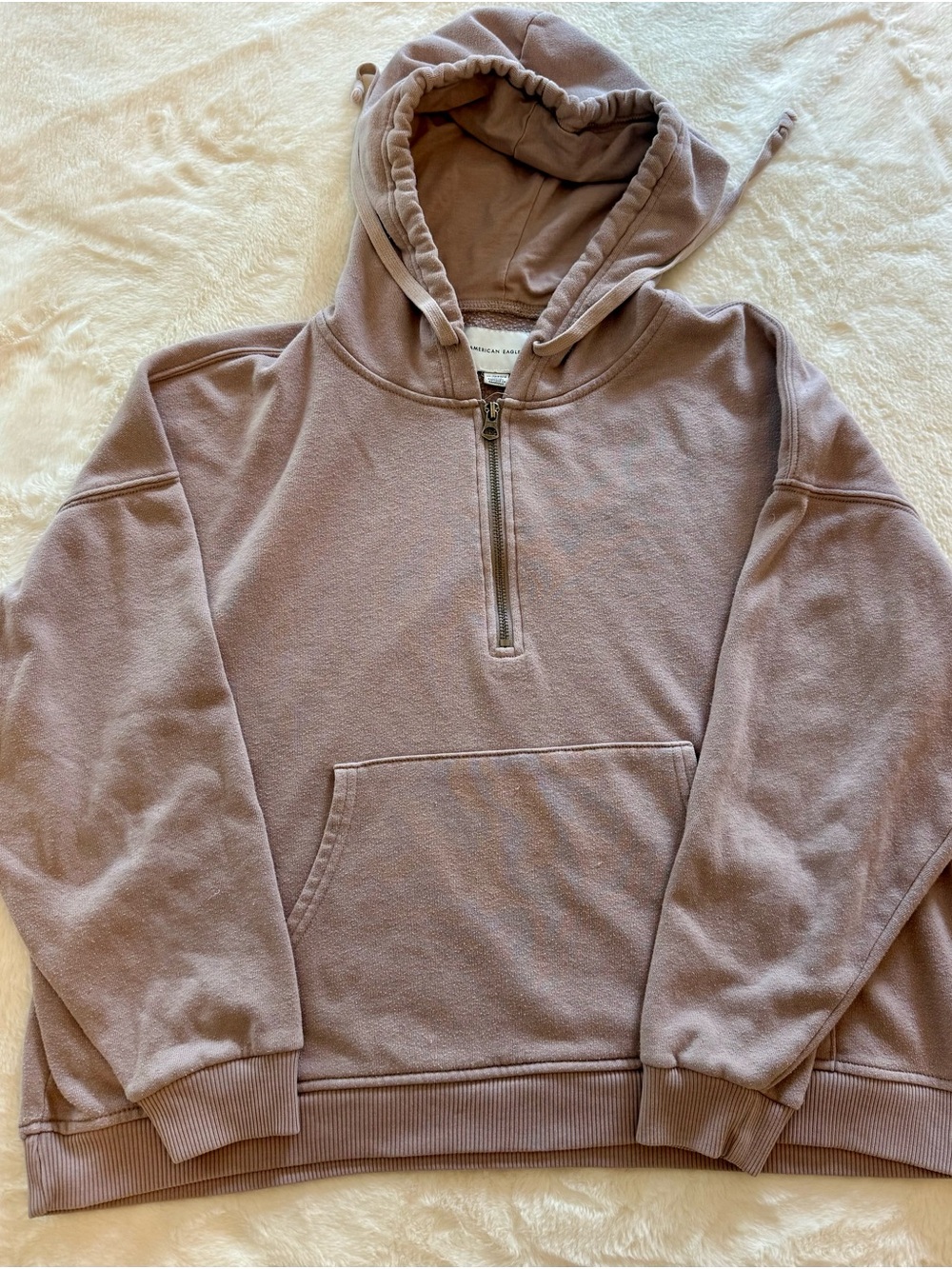 American Eagle Outfitters Half-Zip Hoodie in Dusty Mauve